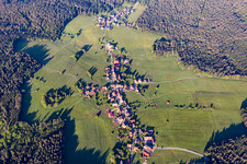 Surrounded by forest and forest areas center of the streets and houses and residential areas in Aichelberg in the state Baden-Wurttemberg, Germany