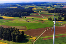 Wind farm at the paramotor landing site in the district Waldmössingen in Schramberg in the state Baden-Wuerttemberg, Germany