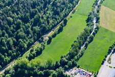 Campsite on the Neckar Valley Cycle Path in Oberndorf am Neckar in the state Baden-Wuerttemberg, Germany