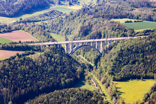 Aerial view of A81 Neckartal Bridge in Rottweil in the state Baden-Wuerttemberg, Germany