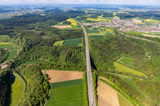 Aerial photograpy of A81 Neckartal Bridge in Rottweil in the state Baden-Wuerttemberg, Germany