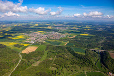 View of the town from the southeast, beyond the A81 motorway. in Villingendorf in the state Baden-Wuerttemberg, Germany