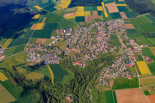 Aerial view of From the east in the district Herrenzimmern in Bösingen in the state Baden-Wuerttemberg, Germany