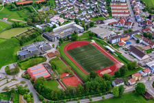 Artificial turf pitch of SV Sulgen and district sports hall at the vocational school center and the around school in the district Sulgen in Schramberg in the state Baden-Wuerttemberg, Germany