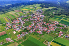 Village view from the south in the district Bickelsberg in Rosenfeld in the state Baden-Wuerttemberg, Germany
