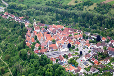 Surrounded by forest and forest areas center of the streets and houses and residential areas in Rosenfeld in the state Baden-Wurttemberg, Germany