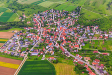 Village overview with St. Sylvester Church in the district Erlaheim in Geislingen in the state Baden-Wuerttemberg, Germany