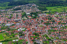City view from the north towards the castle Geislingen in Geislingen in the state Baden-Wuerttemberg, Germany