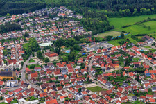 Aerial view of City view from the north towards the castle Geislingen in Geislingen in the state Baden-Wuerttemberg, Germany