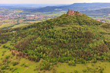 Aerial photograpy of Hohenzollern Castle in the district Zimmern in Bisingen in the state Baden-Wuerttemberg, Germany