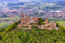 Hohenzollern Castle in the district Zimmern in Bisingen in the state Baden-Wuerttemberg, Germany out of the air