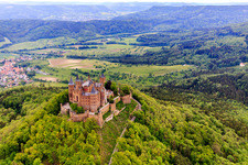 Aerial photograpy of Hohenzollern Castle in the district Zimmern in Bisingen in the state Baden-Wuerttemberg, Germany