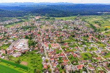 View of the town from the northwest in Vöhringen in the state Baden-Wuerttemberg, Germany