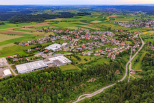 Village view from the southwest with Paul Bippus GmbH & Co. KG in the district Boll in Oberndorf am Neckar in the state Baden-Wuerttemberg, Germany