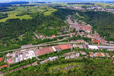 Industrial area in the Neckar Valley with former Mauser works Oberndorf with KRAUSE + MAUSER and Sand CNC technology in Oberndorf am Neckar in the state Baden-Wuerttemberg, Germany