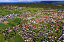 Overview of the town from the west in Vöhringen in the state Baden-Wuerttemberg, Germany