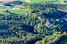 Aerial view of Castle of Hohenmuehringen in Horb am Neckar in the state Baden-Wurttemberg, Germany