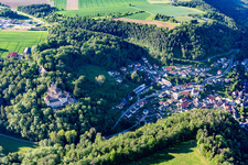 Aerial view of Hohenmühringen Castle in the district Mühringen in Horb am Neckar in the state Baden-Wuerttemberg, Germany