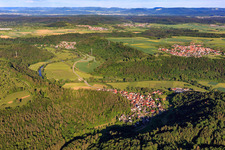 Aerial view of Village view from the west in the district Obernau in Rottenburg am Neckar in the state Baden-Wuerttemberg, Germany