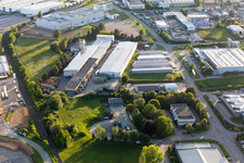 Aerial view of Industrial area Industriestraße in Horb am Neckar in the state Baden-Wuerttemberg, Germany