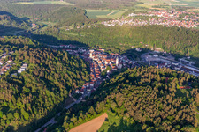 Aerial view of Old town area and city center in the Neckar Valley in Horb am Neckar in the state Baden-Wuerttemberg, Germany