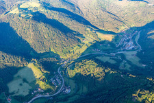 Aerial view of Kinzig Valley in Wolfach in the state Baden-Wuerttemberg, Germany