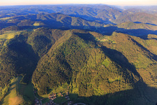 View of a clearing with Schwarzwaldhof in the Horben district in the district Halbmeil in Wolfach in the state Baden-Wuerttemberg, Germany
