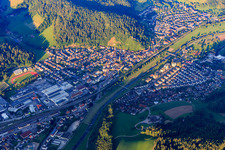 Aerial view of Overview of locations in the Kinzig Valley from the east in Hausach in the state Baden-Wuerttemberg, Germany