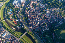 Village on the banks of the Kinzig - river course in Gengenbach in the state Baden-Wurttemberg, Germany