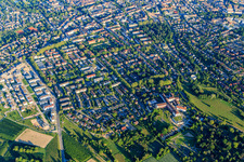City overview from the east with Ortenau Clinic Kehl | St. Josef Clinic location in Offenburg in the state Baden-Wuerttemberg, Germany