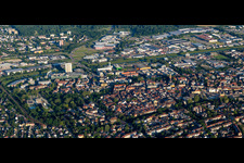 Village on the banks of the area of the Kinzig river - river course in Offenburg in the state Baden-Wurttemberg, Germany