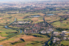 Village on the banks of the area of the Kinzig river - river course in Willstaett in the state Baden-Wurttemberg, Germany