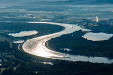 Aerial view of Rhine knee Alter Kopfgrund in Drusenheim in the state Bas-Rhin, France