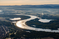 Aerial view of Rhine knee old head ground at Greffern in the district Greffern in Rheinmünster in the state Baden-Wuerttemberg, Germany