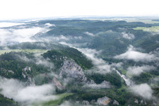 Aerial view of Danube Gorge in Fridingen an der Donau in the state Baden-Wuerttemberg, Germany