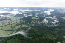 Oblique view of Danube Gorge in Fridingen an der Donau in the state Baden-Wuerttemberg, Germany