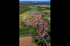 Aerial view of Village view from the northwest in Erlenbach bei Kandel in the state Rhineland-Palatinate, Germany
