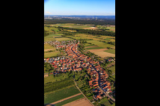 Oblique view of Village view from the northwest in Erlenbach bei Kandel in the state Rhineland-Palatinate, Germany