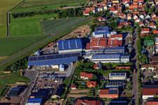 Aerial view of Im Gereut industrial estate with WWS Metallformen GmbH, HGGS LaserCUT GmbH & Co. KG in Hatzenbühl in the state Rhineland-Palatinate, Germany
