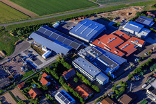 Im Gereut industrial estate with WWS Metallformen GmbH, HGGS LaserCUT GmbH & Co. KG in Hatzenbühl in the state Rhineland-Palatinate, Germany seen from above