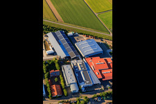 Im Gereut industrial estate with WWS Metallformen GmbH, HGGS LaserCUT GmbH & Co. KG in Hatzenbühl in the state Rhineland-Palatinate, Germany from the plane