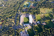 Aerial photograpy of KSC Wildparkstadion, construction site in the district Innenstadt-Ost in Karlsruhe in the state Baden-Wuerttemberg, Germany