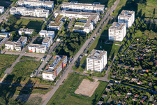 Aerial photograpy of Technology Park in the district Rintheim in Karlsruhe in the state Baden-Wuerttemberg, Germany