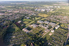 Technology Park in the district Rintheim in Karlsruhe in the state Baden-Wuerttemberg, Germany from above