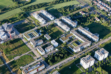 Technology Park in the district Rintheim in Karlsruhe in the state Baden-Wuerttemberg, Germany from the plane