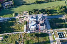 Oblique view of Construction site of the LTC - Linder Technology Campus in Wilhelm-Schickard-Straße in the Technology Park Karlsruhe in the district Rintheim in Karlsruhe in the state Baden-Wuerttemberg, Germany