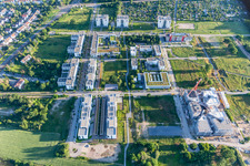 Drone recording of Technology Park in the district Rintheim in Karlsruhe in the state Baden-Wuerttemberg, Germany