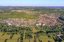 From the west in the district Grötzingen in Karlsruhe in the state Baden-Wuerttemberg, Germany