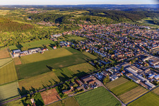 Aerial view of View of the town from the northwest in Weingarten in the state Baden-Wuerttemberg, Germany