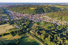 From the southwest in the district Untergrombach in Bruchsal in the state Baden-Wuerttemberg, Germany
